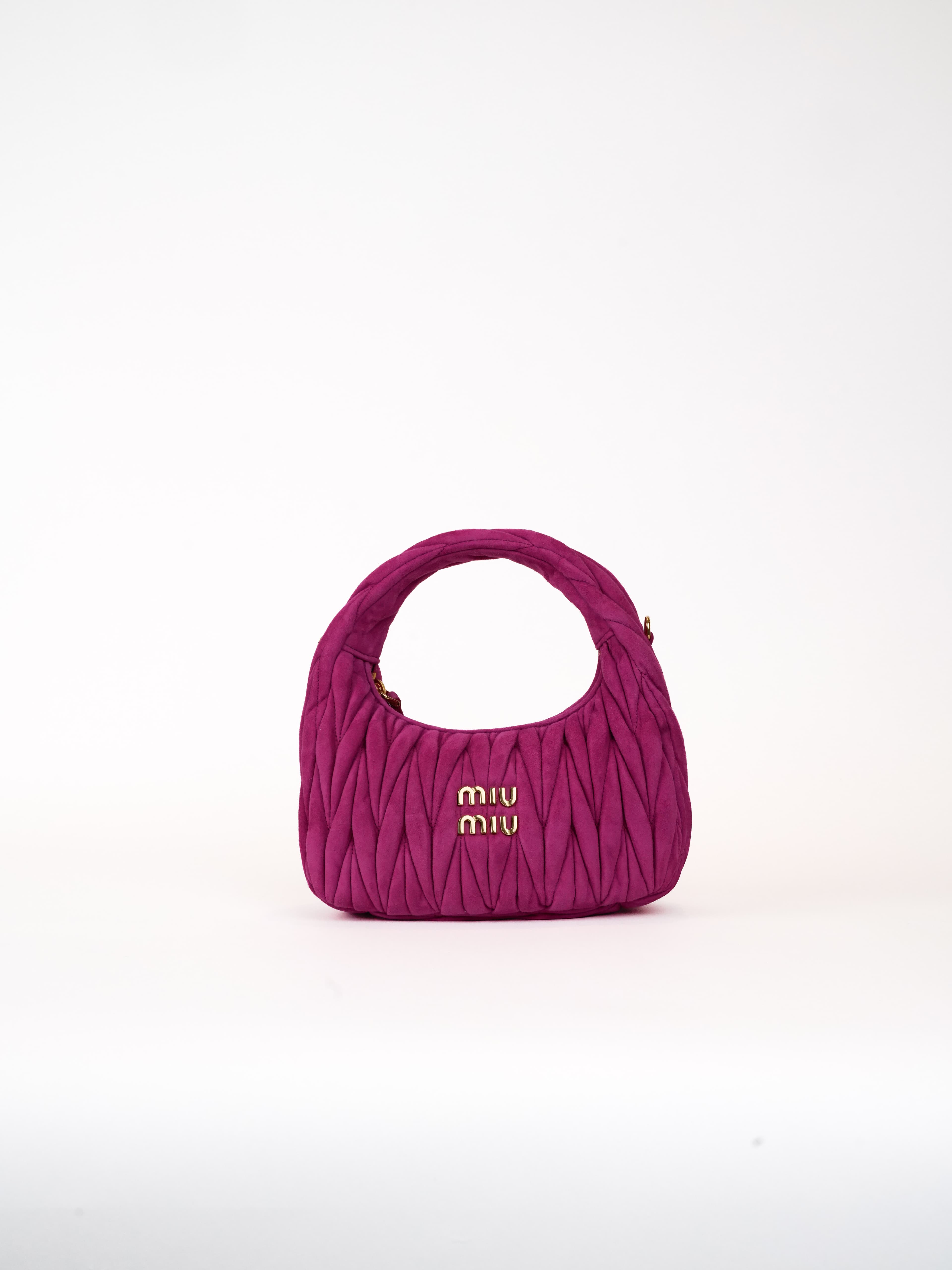 Miu Miu Wander Matelassé Suede Hobo Bag small