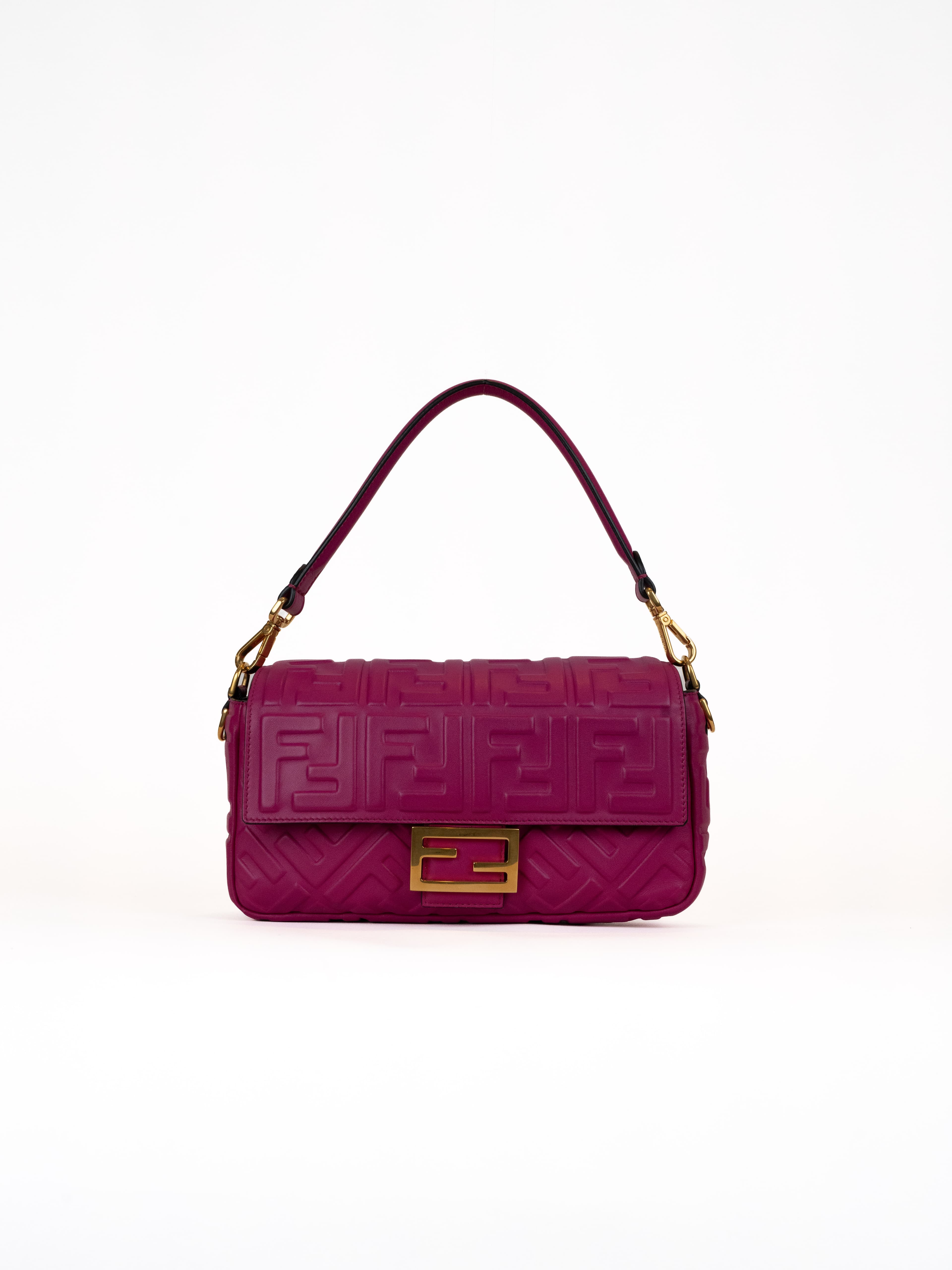 Fendi Nappa FF 1974 Embossed Baguette Ciclamino Pilar